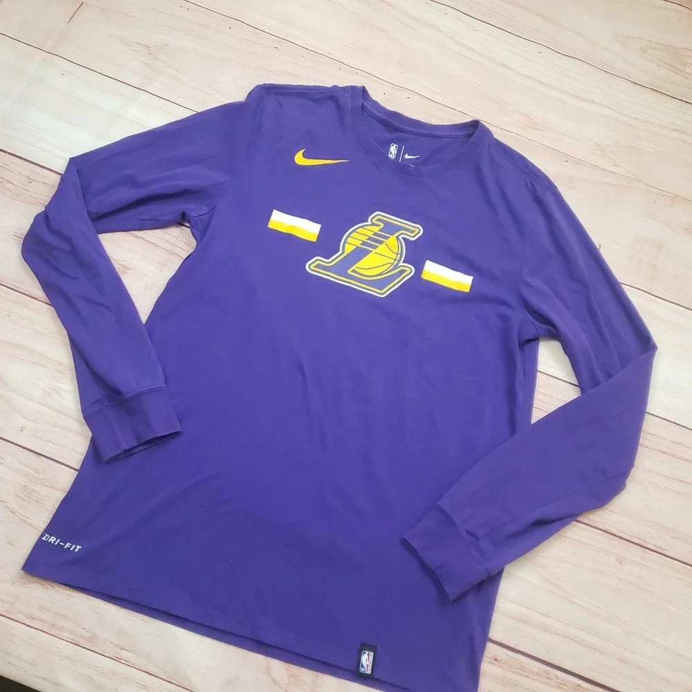 Nike Los Angeles Lakers Shirt Mens Medium Purple Long Sleeve NBA‎ Basketball
